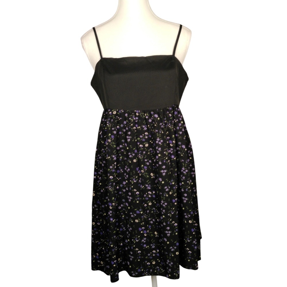 NWOT SHEIN Black Floral Print Spaghetti Strap Midi‎ Dress Women's Size M